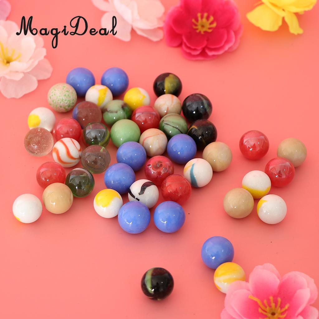 45PCS 16mm Colorful Glass Marbles, Kids Marble Run Game, Marble Solitaire Toy Accs Vase Filler & Fish Tank Home Decor
