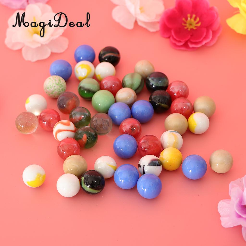 45PCS 16mm Colorful Glass Marbles, Kids Marble Run Game, Marble Solitaire Toy Accs Vase Filler & Fish Tank Home Decor