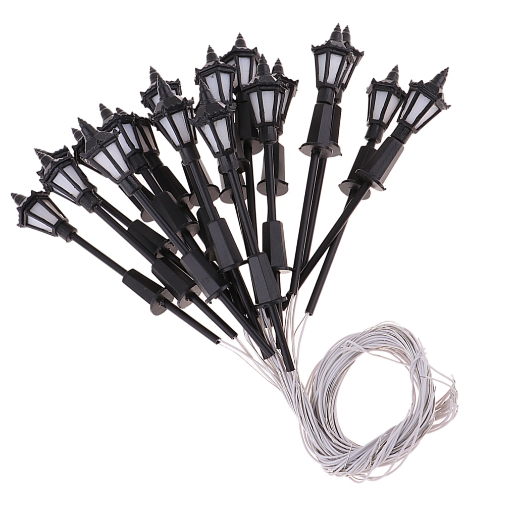 MagiDeal 20pcs 1:100 Model Railway Train Lamp Street Lights HO OO Scale LED