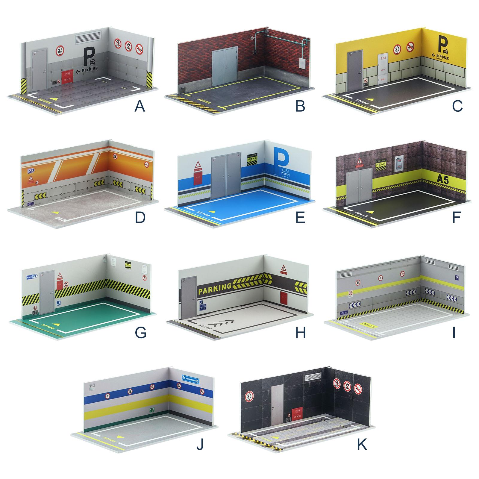 1/32 Scale Diecast Car Garage Display Stand,Thick PVC Mini Car Garage Scene for Car Parking Space