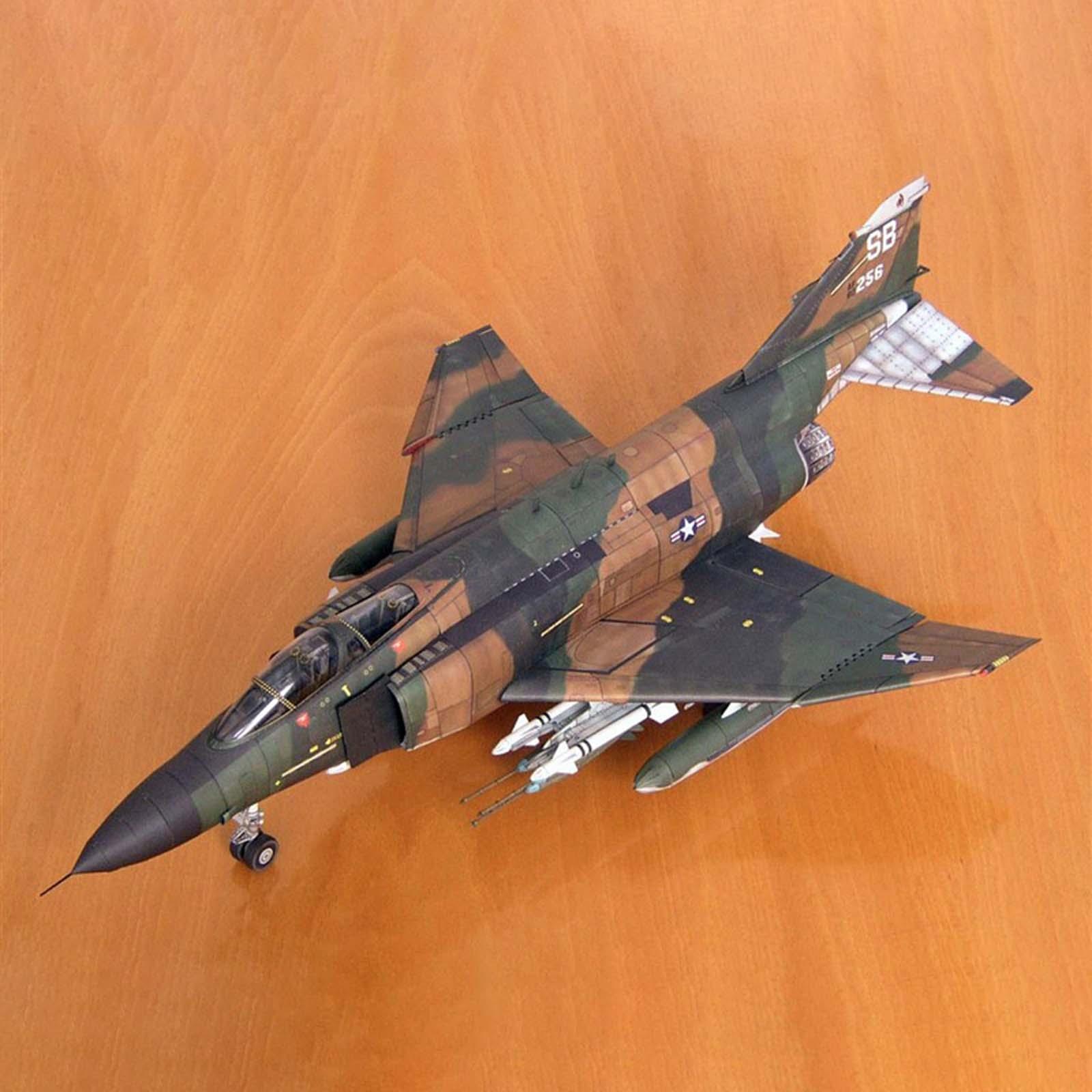 F-4B American Plane Model Puzzle Toy DIY Collectables Ornaments Paper Fighter Model Display Ornaments for Table Office Shelf