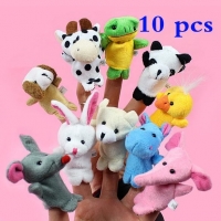 10Pcs Biological Animal Finger Puppet Plush Toys Child Baby Favor Dolls Tell Story Props Cute Cartoon Animal Doll Kids Toys