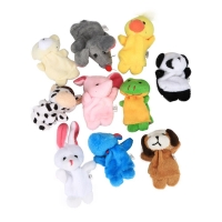 10 PCS Cartoon Animals Soft Stuffed Plush Family Finger Hand Puppet  Educational Dolls Interesting Toys For Children Kids Gift