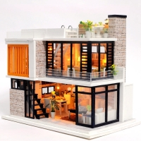 Wooden Dollhouse Furniture Set - DIY Assemble Miniature 3D Puzzle House Kit for Kids Birthday Gift