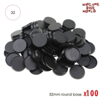 100 Pack of 32mm Round Plastic Model Bases for Tabletop Games