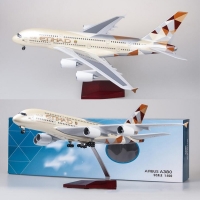 Etihad A380 Airplane Model 1/160 Scale with Lights and Wheels for Collectors - 50.5cm Diecast Resin and Plastic Plane.