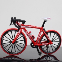 Diecast Metal Bicycle Toy Model, 1:10 Scale Curved Racing Cross Mountain Bike Replica for Kids' Collection and Gift.