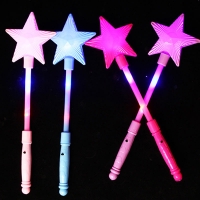 LED Five-Pointed Star Fairy Wand for Kids - Light-Up Glow Stick Toy for Halloween and Children's Fun Play.