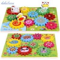 Colorful Wooden Animal Gear Building Blocks Set - Ideal Kids' Gift.