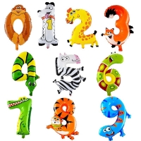 30-50cm 16 Inches Animal Cartoon Number Foil Balloons Party Hat Digit Birthday Party for Kids Toys
