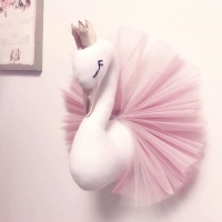 Stuffed Animal Head Wall Decor for Kids - Swan, Flamingo, Unicorn, Bear, Princess Doll - Nursery Room Gift