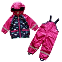 Girls' Waterproof Windproof Clothing Set with Overalls, Raincoat - Sizes 74-92.