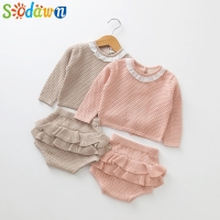 Spring/Autumn Baby Girl's Knit Sweater and Shorts Set - Sodawn Fashion Clothing.