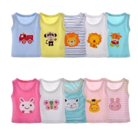2021 New 5pcs/lot New Summer Girls Vest T Shirt Top Cotton Sleeveless Clothes Infant Cartoon Vest Newborn Babies Color Random