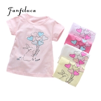 Fanfiluca Girls T shirts Cotton Baby Girl Short Sleeve Kids Cloths Blouse Summer Style T-shirt  Free Shipping