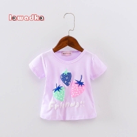 New Sport Baby Girls Boys t-shirt Short Sleeve Strawberry Pattern t-shirts for Girls Cotton Children Clothes Summer