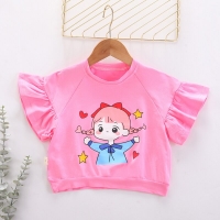 IENENS Baby Girls T-shirt Clothes Kids Short Sleeves Clothing Toddler Infant O-neck Cotton Tees 1 2 3  Years Child Tops