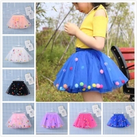 2022 Summer Baby Multilayer Tulle Tutu Skirt Colorful Pom Pom Princess Mini Dress Children Clothing Pettiskirt Girl Clothes