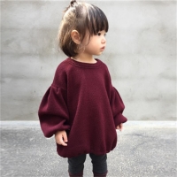 Baby Girls Solid Color Sweater - Loose Knitted Casual Winter Autumn Long Sleeve Top (1-6 Years) by Pudcoco.