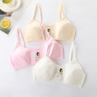 Teen Girls' Cotton Lace Sports Training Bras with White Prints - Puberty Bras for Kids and Children's Undergarments