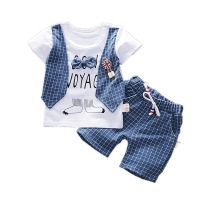 Kids' Summer Cotton Clothing Set with Bowknot Tee and Shorts - Toddler Fashion Tracksuit (2pcs)