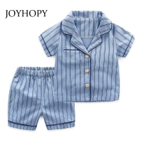 New Summer Children Pajamas Striped Cotton Sleepwear Baby Pajamas Set For Boys Underwear Clothing Kids Suits Shirt+Shorts 2pcs