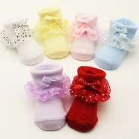 Baby Princess Lace Dress Socks for Beauty and Hundred Days Celebration.