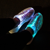 UncleJerry Size 25-47 New Summer Led Fiber Optic Shoes for girls boys men women USB Recharge glowing Sneakers Man light up shoes