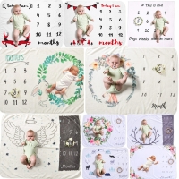 19 style Baby Monthly Milestone Blanket Girl Boy Floral Wings Frame Newborn Photo Prop Background Flannel Christmas Reindeer