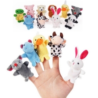 Set of 10 Animal Finger Puppets for Kids, Plush and Adorable Cartoon Characters for Child's Playtime Fun.