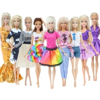 1x Fashion Doll Dress Daily Casual Wear Skirt Pants Vest Jeans Coat Dollhouse Accessories Outfit Clothes for Barbie Doll Clothes