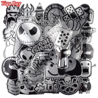 50 Metallic Black and White Graffiti Stickers for Laptops, Luggage, Cars, Walls, Guitars - Cool Design