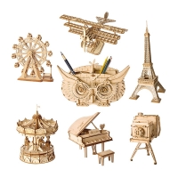 3D Wooden DIY Puzzle Toys - Airplane, Merry-Go-Round, Ferris Wheel for Kids by Robotime