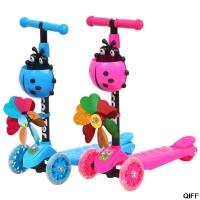 Dropshipping Windmill Ladybug Scooter Foldable and Adjustable Height Lean to Steer 3 Wheel Scooters for Toddler Kids Boys Girls