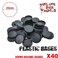 40-pack 25mm Plastic Bases for Gaming Miniatures and Wargames