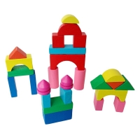 Eco-Friendly Wooden Castle Building Blocks Set - 26pcs, Geometric Shapes for Kids' Educational Playtime.