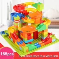 165/330pcs 3D Construction Marble Race Run Maze Ball Track Building Blocks Bricks Set for Children