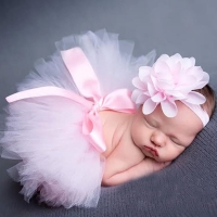 Tulle Tutu Skirt and Flower Headband Set for Baby Girls - Perfect for Photography and Birthdays (Available in 10 Colors)