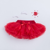 Rose Red Tutu Skirt with Ruffles and Bow for Baby Girls - 6 Layers of Fluffy Tulle Pettiskirt - Children's Clothing