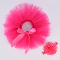 Fluffy Hot Pink Baby Girls Tutu Skirt & Headband Set for Newborn Photography, Birthdays & Costumes - Fits 0-12 Months.