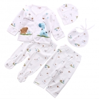 0-3M Newborn Baby 5Pcs Underwear Set Soft Animal Print Infant Baby Unisex Cotton Outfit T-Shirt+Pant For 0-3 months Baby