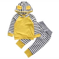 Striped Baby Hooded Romper with Long Sleeves for Fall Season