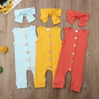 2pcs Cotton Baby Romper Set with Headband for Boys and Girls (0-18m) - Perfect for Autumn and Spring