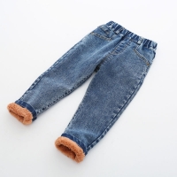 2022 Children Boys New Winter Thick Denim Pants Baby Boys Casual Good Velvet Warm Jeans Pants 1-5 years !