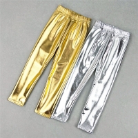 Autumn Summer Children Kids Girls Leggings Shiny Gold Silver Skinny Punk Pants Boys Trousers Baby Clothes for 3-12Years