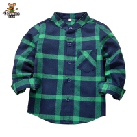 New 2022 Autumn Children Boys Shirts Fashion Plaid Mandarin Collar Long Sleeves Shirts For 2-12 Years Old Kids Wear Clothes