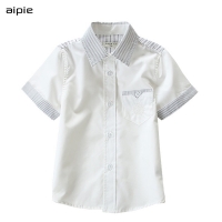 Promotion Children Boys Shirts Casual Solid Turn-down Collar Short-sleeve Shirts for 3-10 years kids wear