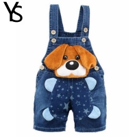 6M-4T Baby Boys Jeans Overalls Shorts Infant Toddlers Kids Denim Rompers Cute Dog Jumpsuit  For Summer Children Clothes