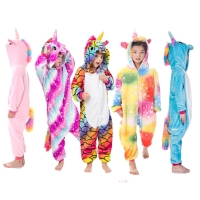 Boys Girls  Unicorn Flannel Pajamas Children Sleepwear animal Pyjama Panda 4 6 8 10 12 Years Flannel Animal Kids Onesie