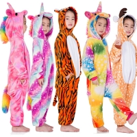 Winter Flannel Soft Warm Unicorn Kigurumi Pajamas Hooded Animal Cartoon Boys Pyjamas Unicorn Pajamas for Girls Kids Sleepwear 